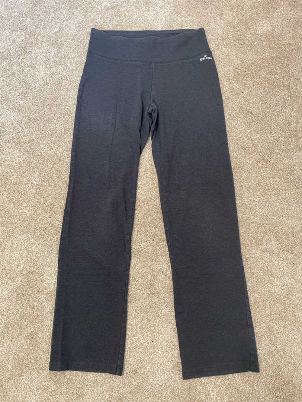 Spalding Bootleg Yoga Pants Charcoal Heather Grey Activewear Lounge Pilates